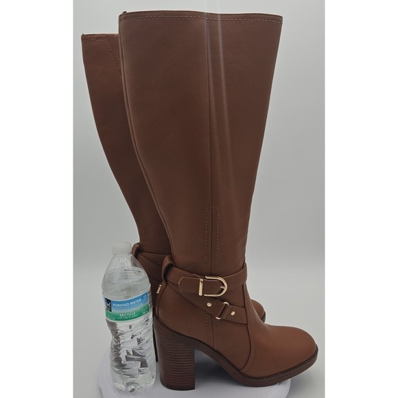 Tommy Hilfiger TWOPHALE W/8 NaturalBrown Tall Knee High Heel Riding Vegan *EUC